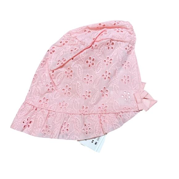 Janie and Jack Eyelet Ruffle Bonnet Crystal Rose Pink Size 12-18 months New - Picture 2 of 4